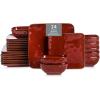 imagevicrays Ceramic Square 12 Pieces Dinnerware Set  Dinner Plates Salad Plates Cereal Bowls Set Service for 4  Scratch Resistant Microwave Oven Dishwasher Safe  Cherry RedCherry Red