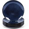 imagevicrays Ceramic Round Plates Set of 6  Porcelain 8 inch Dinner Plates for Salad Dessert Appetizer Bread  Microwave Oven and Dishwasher Safe  BlueShallow Blue