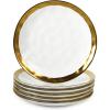 imagevicrays Ceramic Round Plates Set of 6  Porcelain 8 inch Dinner Plates for Salad Dessert Appetizer Bread  Microwave Oven and Dishwasher Safe  BlueWhite with Golden
