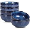 imagevicrays Ceramic Cereal Bowls Set  Porcelain 26 Ounce Soup Salad Bowls  Rice Dessert Cream Bowls Set  Chip Resistant Dishwasher Microwave Safe  Set of 6 BeigeBlue