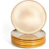 imagevicrays Ceramic Dinner Plates Set  Porcelain 10 Inch Flat Steak Pasta Pizza Plate Home Party Restaurant Plate Scratch Resistant Microwave Oven and Dishwasher Safe Set of 6 Beige