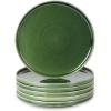 imagevicrays Ceramic Salad Plates Set  Porcelain 8 Inch Flat Dessert Appetizer Plate for Lunch Home Party Restaurant  Scratch Resistant Microwave Oven and Dishwasher Safe  Set of 6 BeigeGreen