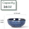 imagevicrays Ceramic Cereal Bowls Set  Porcelain 26 Ounce Soup Salad Bowls  Rice Dessert Cream Bowls Set  Chip Resistant Dishwasher Microwave Safe  Set of 6 BeigeBlue