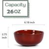 imagevicrays Ceramic Cereal Bowls Set  Porcelain 26 Ounce Soup Salad Bowls  Rice Dessert Cream Bowls Set  Chip Resistant Dishwasher Microwave Safe  Set of 6 BeigeCherry Red