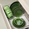 imagevicrays Ceramic Round Plates Set of 6  Porcelain 10 inch Dinner Plates for Salad Dessert Appetizer Bread  Microwave Oven and Dishwasher Safe  Green
