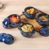 image:imagevicrays French Onion Soup Bowls with Lids and Handles 18 Ounce for Soup Beef Stew Chili Chip Resistant Dishwasher Microwave Safe Set of 4 Blue