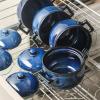 image:imagevicrays French Onion Soup Bowls with Lids and Handles 18 Ounce for Soup Beef Stew Chili Chip Resistant Dishwasher Microwave Safe Set of 4 Blue