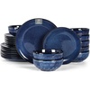 image:imageVicrays Ceramic 24 Pieces Dinnerware Set  Dinner Plates Salad Plates Cereal Bowls Set Service for 8  Scratch Resistant Microwave Oven Dishwasher Safe  Starry Blue