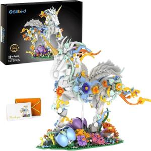 imageSillbird Flowers Unicorn Building Toy Set MOC Floral Animal Collectible Display Model for Home Decor or Office Valentines Day Birthday Gifts Toys for Adults and Kids Age 10 2025 New1472 Pieces