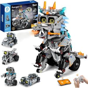 imageSillbird Building Robot Dinosaur Kit with Remote Control Christmas Stem Gifts for Boys Age 812 Build Coding Robotic Toys for Kids Birthday 5 in 1 Buildable Set with 646 Pieces