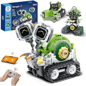 imageSillbird Robot Building Kit with Remote Control STEM Gifts for Boys Age 812 Coding Robotic Toys for Kids Birthday  Build 3in1 Model with 478 Pieces