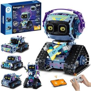 imageSillbird Robot Building Kit with Remote Control STEM Gifts for Kids Boys Ages 812 Coding Robotic Technic Creative Toys for Birthday  Build 5in1 Model with 433 Pieces