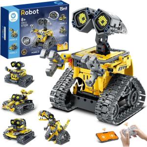 imageSillbird Robot Building Kit with Remote Control for Boys Ages 814 STEM Coding Robotics Technic Toy Birthday Creative Gifts for Kids Buildable 5in1 Models with 435 PiecesYellow
