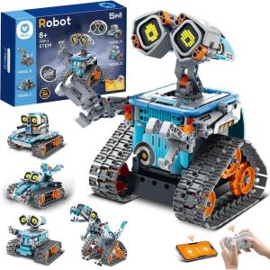 imageSillbird Robot Building Kit with Remote Control for Boys Ages 814 STEM Coding Robotics Technic Toy Birthday Creative Gifts for Kids Buildable 5in1 Models with 435 PiecesBlue