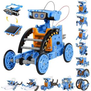 imageSillbird STEM 12in1 Solar Robot Toys for Ages 813 Solar and Cell Powered Dual Drive Motor DIY Building Science Educational Kit Gift for Kids 8 9 10 11 12 13 Years OldBlue
