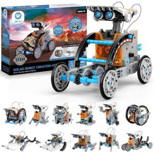 imageSillbird STEM 12in1 Solar Robot Toys for Ages 813 Solar and Cell Powered Dual Drive Motor DIY Building Science Educational Kit Gift for Kids 8 9 10 11 12 13 Years Old12in1grey