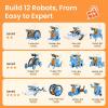 imageSillbird Solar Robot Building Kit STEM Gift for Boys Aged 812 12in1 DIY Science Educational Robotic Toys for Kids Teens Birthday Powered by The Sun with 190 PiecesBlue