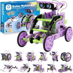 imageSillbird Solar Robot Building Kit STEM Gift for Boys Aged 812 12in1 DIY Science Educational Robotic Toys for Kids Teens Birthday Powered by The Sun with 190 PiecesPurplegreen