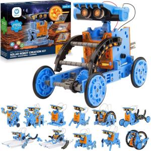 imageSillbird Solar Robot Building Kit STEM Gift for Boys Aged 812 12in1 DIY Science Educational Robotic Toys for Kids Teens Birthday Powered by The Sun with 190 PiecesBlue