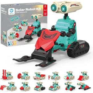 imageSillbird Solar Robot Building Kit STEM Gift for Boys Aged 814 21 in 1 DIY Science Educational Sets for Kids Teens Birthday Battery or Sun Powered Buildable Robotic Toys with 211 PiecesGreen
