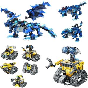 image:imageSillbird Bundle  2 Items Dragon amp Robot Building Kit with Remote Control Gifts for Kids Boys Ages 813 Coding Christmas STEM Robotic Technic Racer Car Toys for Birthday