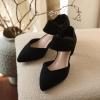 imageRIBONGZ Kitten Heels for Women Closed Toe Comfortable Low Heels Pointed Toe Sexy Slip on Pumps Bridal Party Dressy ShoesBlack