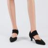 imageRIBONGZ Kitten Heels for Women Closed Toe Comfortable Low Heels Pointed Toe Sexy Slip on Pumps Bridal Party Dressy ShoesBlack