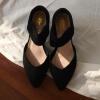 imageRIBONGZ Kitten Heels for Women Closed Toe Comfortable Low Heels Pointed Toe Sexy Slip on Pumps Bridal Party Dressy ShoesBlack