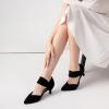 imageRIBONGZ Kitten Heels for Women Closed Toe Comfortable Low Heels Pointed Toe Sexy Slip on Pumps Bridal Party Dressy ShoesBlack