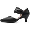 imageRIBONGZ Kitten Heels for Women Closed Toe Comfortable Low Heels Pointed Toe Sexy Slip on Pumps Bridal Party Dressy ShoesBlack Pu