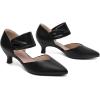 imageRIBONGZ Kitten Heels for Women Closed Toe Comfortable Low Heels Pointed Toe Sexy Slip on Pumps Bridal Party Dressy ShoesBlack Pu