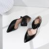 imageRIBONGZ Kitten Heels for Women Closed Toe Comfortable Low Heels Pointed Toe Sexy Slip on Pumps Bridal Party Dressy ShoesBlack Pu