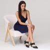 imageRIBONGZ Kitten Heels for Women Closed Toe Comfortable Low Heels Pointed Toe Sexy Slip on Pumps Bridal Party Dressy ShoesBlack Pu
