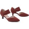 imageRIBONGZ Kitten Heels for Women Closed Toe Comfortable Low Heels Pointed Toe Sexy Slip on Pumps Bridal Party Dressy ShoesBrown