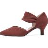 imageRIBONGZ Kitten Heels for Women Closed Toe Comfortable Low Heels Pointed Toe Sexy Slip on Pumps Bridal Party Dressy ShoesBrown