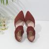 imageRIBONGZ Kitten Heels for Women Closed Toe Comfortable Low Heels Pointed Toe Sexy Slip on Pumps Bridal Party Dressy ShoesBrown