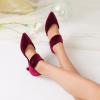 imageRIBONGZ Kitten Heels for Women Closed Toe Comfortable Low Heels Pointed Toe Sexy Slip on Pumps Bridal Party Dressy ShoesBurgundy