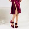 imageRIBONGZ Kitten Heels for Women Closed Toe Comfortable Low Heels Pointed Toe Sexy Slip on Pumps Bridal Party Dressy ShoesBurgundy