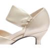 imageRIBONGZ Kitten Heels for Women Closed Toe Comfortable Low Heels Pointed Toe Sexy Slip on Pumps Bridal Party Dressy ShoesGold