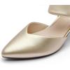 imageRIBONGZ Kitten Heels for Women Closed Toe Comfortable Low Heels Pointed Toe Sexy Slip on Pumps Bridal Party Dressy ShoesGold