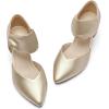 imageRIBONGZ Kitten Heels for Women Closed Toe Comfortable Low Heels Pointed Toe Sexy Slip on Pumps Bridal Party Dressy ShoesGold