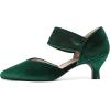imageRIBONGZ Kitten Heels for Women Closed Toe Comfortable Low Heels Pointed Toe Sexy Slip on Pumps Bridal Party Dressy ShoesGreen