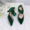 imageRIBONGZ Kitten Heels for Women Closed Toe Comfortable Low Heels Pointed Toe Sexy Slip on Pumps Bridal Party Dressy ShoesGreen