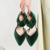 imageRIBONGZ Kitten Heels for Women Closed Toe Comfortable Low Heels Pointed Toe Sexy Slip on Pumps Bridal Party Dressy ShoesGreen