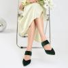 imageRIBONGZ Kitten Heels for Women Closed Toe Comfortable Low Heels Pointed Toe Sexy Slip on Pumps Bridal Party Dressy ShoesGreen
