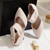 imageRIBONGZ Kitten Heels for Women Closed Toe Comfortable Low Heels Pointed Toe Sexy Slip on Pumps Bridal Party Dressy ShoesNude