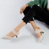 imageRIBONGZ Kitten Heels for Women Closed Toe Comfortable Low Heels Pointed Toe Sexy Slip on Pumps Bridal Party Dressy ShoesNude