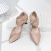 imageRIBONGZ Kitten Heels for Women Closed Toe Comfortable Low Heels Pointed Toe Sexy Slip on Pumps Bridal Party Dressy ShoesNude Pu