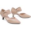 imageRIBONGZ Kitten Heels for Women Closed Toe Comfortable Low Heels Pointed Toe Sexy Slip on Pumps Bridal Party Dressy ShoesNude Pu