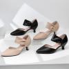 imageRIBONGZ Kitten Heels for Women Closed Toe Comfortable Low Heels Pointed Toe Sexy Slip on Pumps Bridal Party Dressy ShoesNude Pu